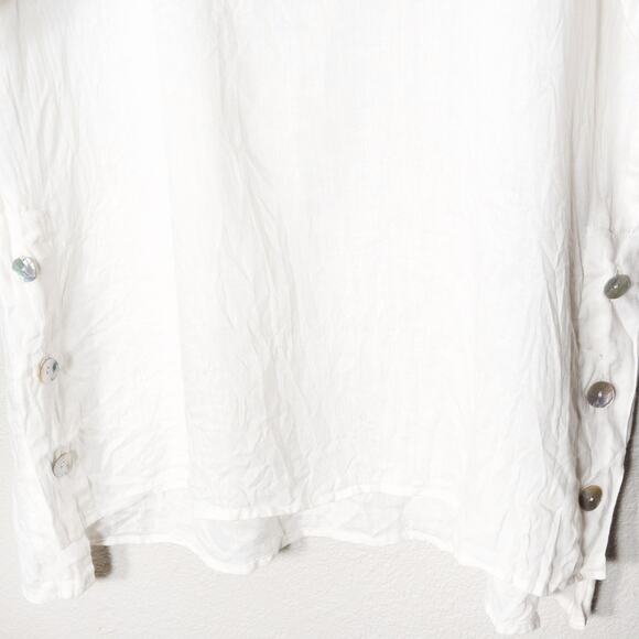 J Jill Women’s Linen Blend Shirt Coastal Slow Fashion Minimalist White Size L - Picture 6 of 8